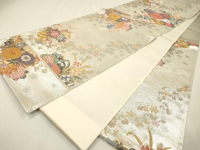 平和屋着物▼六通柄袋帯 唐織 飾花文 金銀糸 正絹 逸品 DABH7985fe