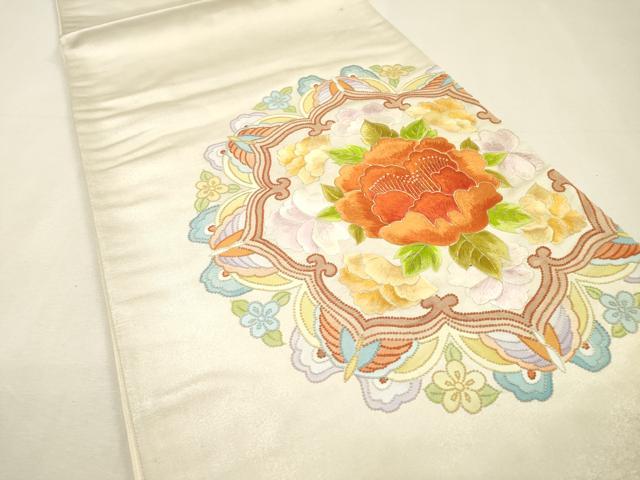 平和屋着物▼中国三大刺繍 相良刺繍 総刺繍 太鼓柄袋帯 草花 金糸 正絹 逸品 DABH7995fe