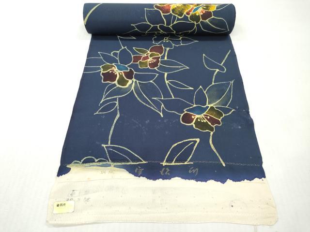 平和屋着物▼羽織・コート 反物 羽尺 ろうけつ染め 枝花文 逸品 未使用 DABH8059zy