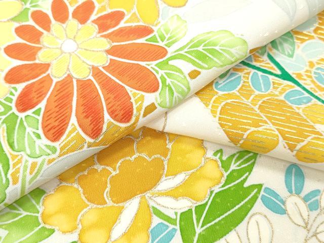 平和屋着物▼付下げ 反物 着尺 刺繍 花筏文 暈し染め 金彩 逸品 未使用 DABH8068zy