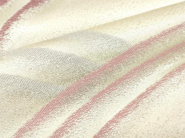 平和屋着物▼西陣 木原織物謹製 名古屋帯 帯反物 立波文 銀糸 証紙付き 逸品 未使用 DABH8085zy
