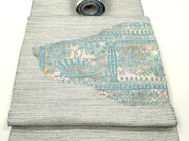 平和屋着物▼名古屋帯 帯反物 壁画文様 金糸 逸品 未使用 DABH8122zy