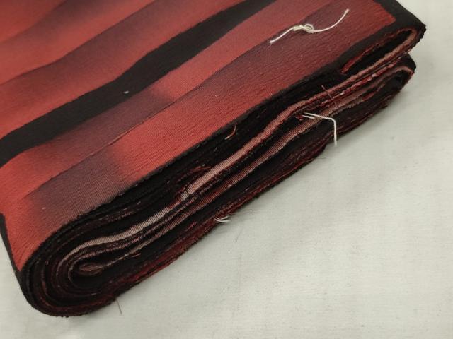 平和屋着物▼羽織・コート 解き反物 羽尺 幾何学文 黒地 逸品 DABH8128zy