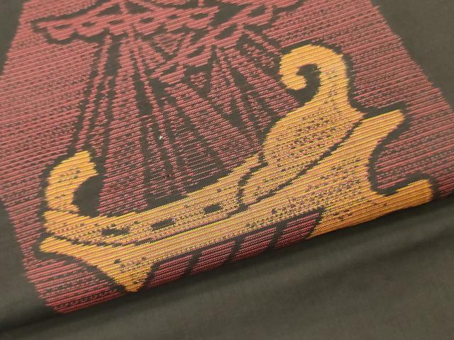平和屋着物▼本場大島紬 解き反物 着尺 南蛮船 逸品 DABH8141zy