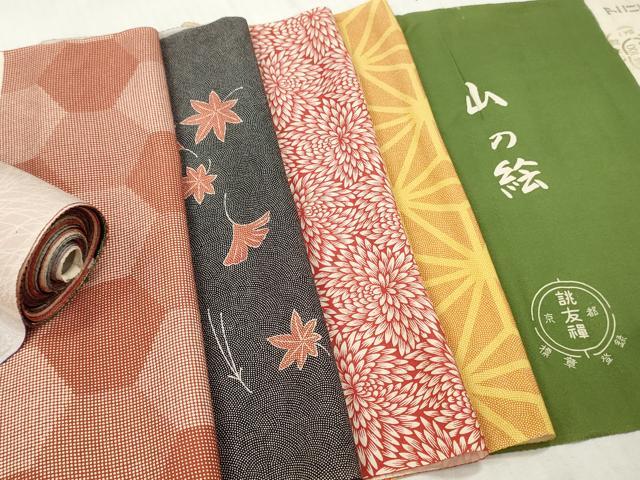 平和屋着物▼柄見本 反物 山の絵 京都誂友禅 リメイク生地 材料 逸品 未使用 DABH8178zy