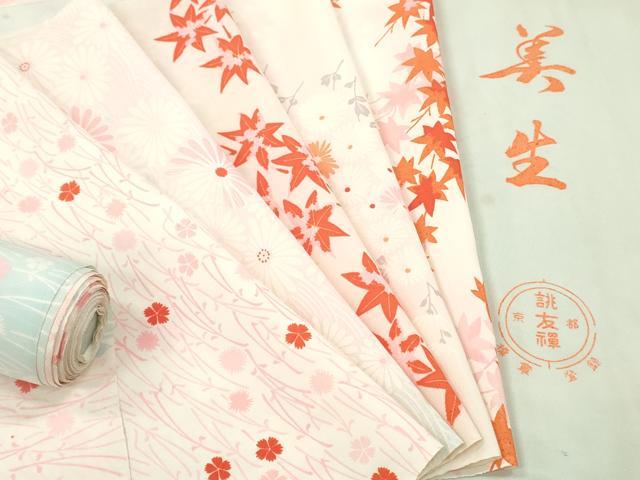 平和屋着物▼柄見本 反物 美生 京都誂友禅 リメイク生地 材料 洗える着物 未使用 DABH8195zy