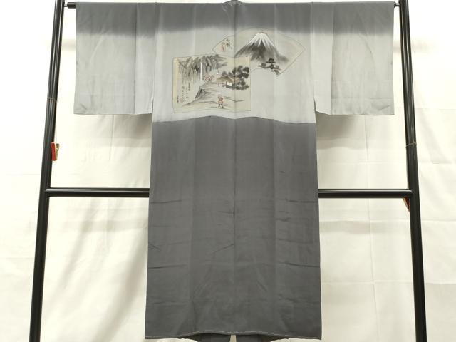 平和屋着物■男性 長襦袢 袷 手描き 人物風景文 正絹 逸品 DABH8244zy