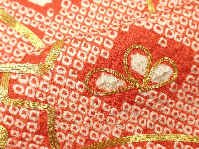 平和屋着物■豪華振袖 駒刺繍 総絞り 笹竹花文 正絹 逸品 DABH8245zy