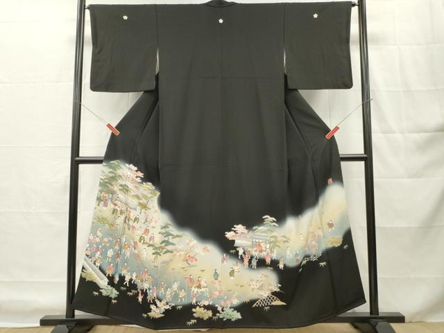 平和屋着物■豪華黒留袖 作家物 人物風景文 暈し染め 金彩 正絹 逸品 DABH8247zy