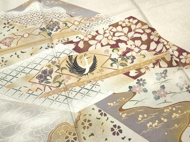 平和屋着物■訪問着 花鳥文 暈し染め 金彩 そごう扱い 正絹 逸品 DABH8255zy