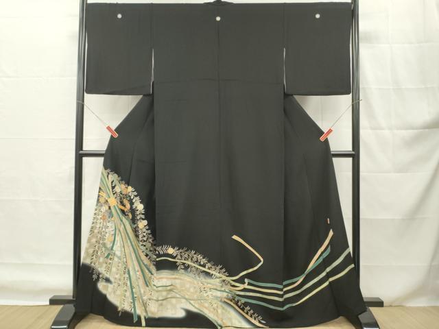 MK-1819 黒留袖 束ね熨斗 鶴 金駒刺繍 金彩 平和屋着物□豪華黒留袖 駒刺繍 束ね熨斗花文 暈し染め