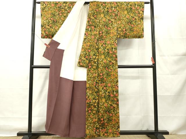平和屋着物■上質な小紋 草花文 正絹 逸品 DABH8264zy