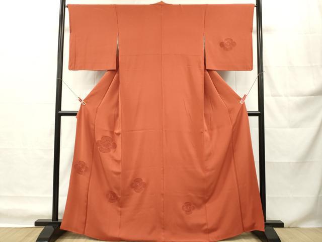 平和屋着物■無地絵羽訪問着 刺繍 舞花文 樺色 正絹 逸品 DABH8265zy