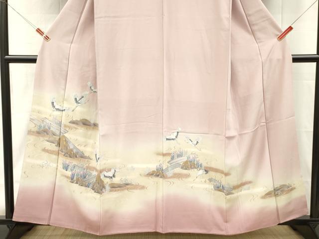 平和屋着物■豪華色留袖 群鶴風景文 暈し染め 金彩 正絹 逸品 DABH8268zy