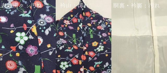 平和屋着物■上質な小紋 枝花文 鬼しぼ縮緬 正絹 逸品 DABH8273zy