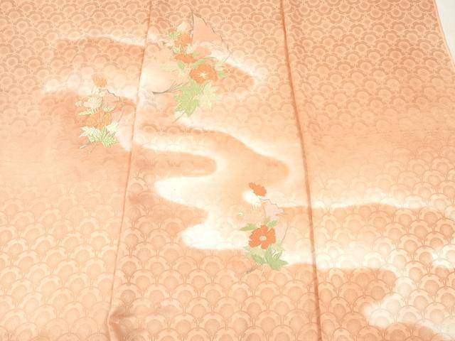 平和屋着物▼付下げ 反物 着尺 刺繍 飛追木草花文 暈し染め 八掛付き 逸品 未使用 DABH8292zy