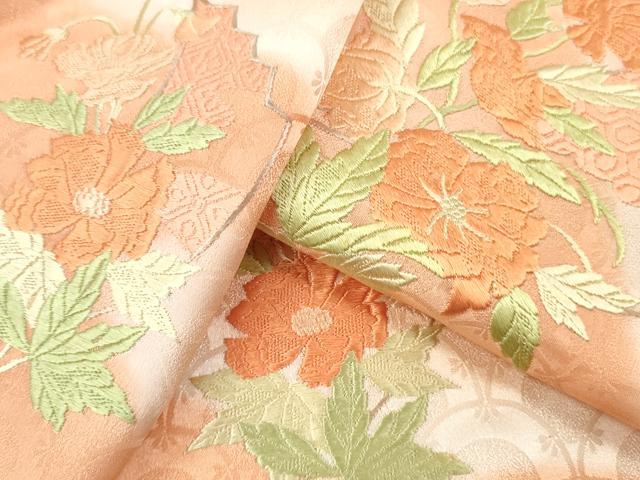 平和屋着物▼付下げ 反物 着尺 刺繍 飛追木草花文 暈し染め 八掛付き 逸品 未使用 DABH8292zy