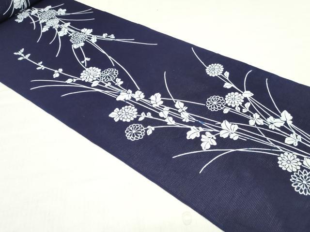 平和屋着物*夏物 浴衣 反物 着尺 綿絽 注染 菊文 綿 逸品 未使用 DABH8341zy