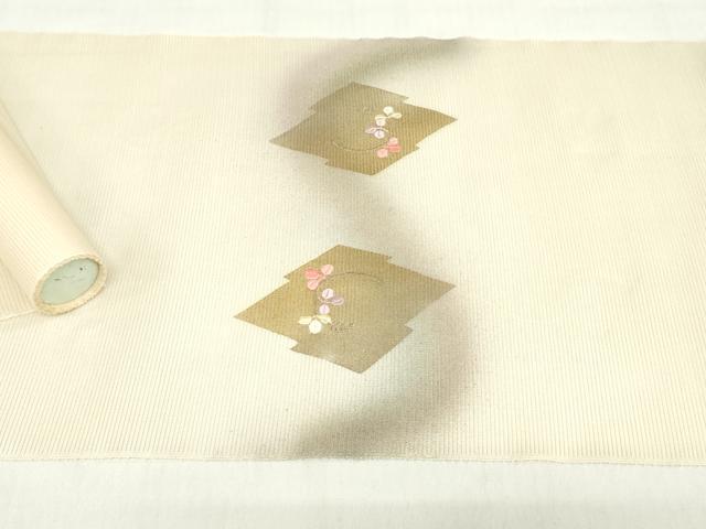 平和屋着物*夏物 西陣 田中義織物 名古屋帯 帯反物 刺繍 松皮菱花文 金彩 証紙付き 逸品 未使用 DABH8349zy