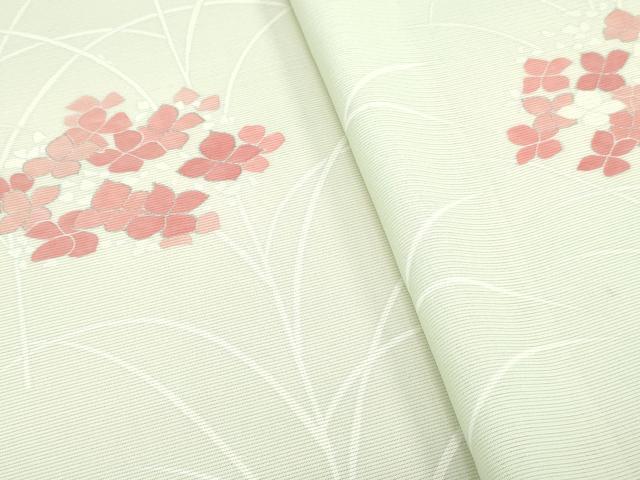 平和屋着物*夏物 付下げ 反物 着尺 絽 草花文 銀彩 逸品 未使用 DABH8367zy