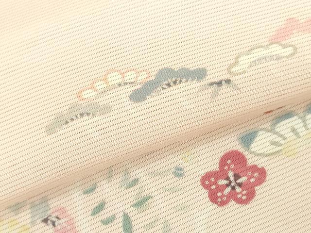 平和屋着物*夏物 小紋 反物 着尺 絽 型染め 草花文 皇室献上品製織工場謹製 逸品 未使用 DABH8374zy