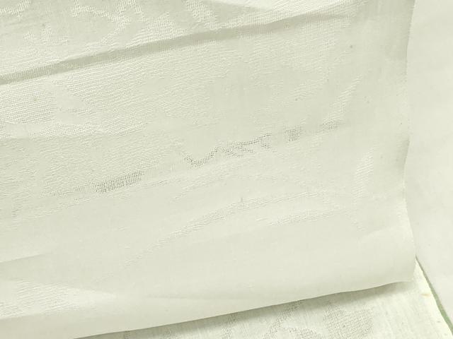 平和屋着物*夏物 長襦袢 反物 着尺 小千谷本麻紋紗 草花文紗 生成り色 小千谷織物謹製 証紙付き 麻 逸品 未使用 DABH8378zy