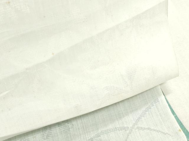平和屋着物*夏物 長襦袢 反物 着尺 小千谷本麻紋紗 草花文紗 小千谷織物 証紙付き 麻 逸品 未使用 DABH8383zy