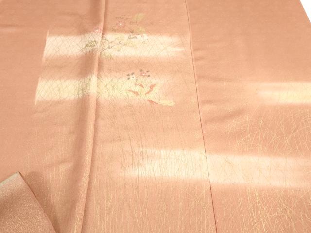 平和屋着物▼付下げ 反物 着尺 竹屋町刺繍 飛鳥草花文 暈し染め 金彩 金通し地 上代36万円 逸品 未使用 DABH8387zy