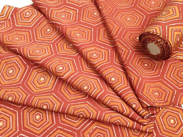 平和屋着物▼羽織・コート 反物 羽尺 ろうけつ染め 亀甲柄 逸品 未使用 DABH8393zy