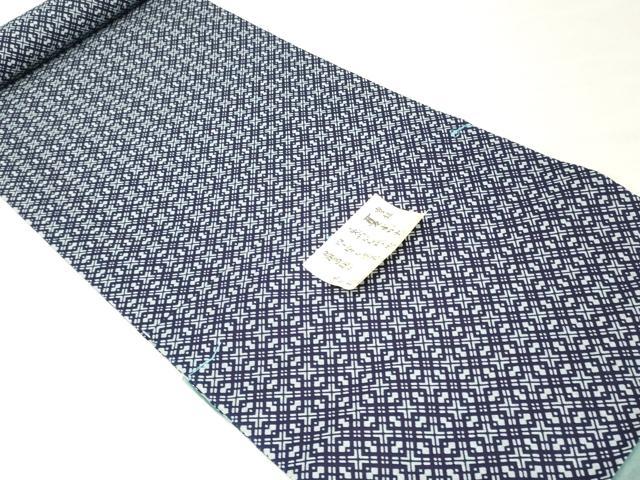 平和屋着物*夏物 男性 浴衣 反物 着尺 注染 幾何学文 キングサイズ 綿 逸品 未使用 DABH8504zy