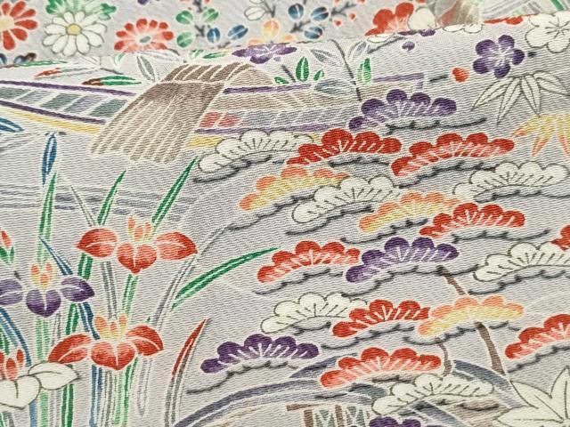 平和屋着物■上質な小紋 風景花文 松竹梅 正絹 逸品 DABH8521qa