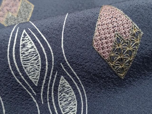 平和屋着物■中国三大刺繍 スワトウ刺繍 汕頭刺繍 訪問着 幾何学文 金糸 正絹 逸品 DABH8524qa