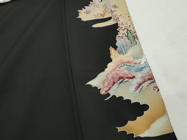 平和屋着物■豪華黒留袖 作家物 型染め 浜松風景文 金彩 正絹 逸品 DABH8527qa