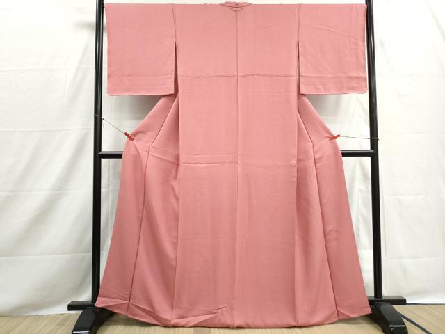 平和屋着物■上質な色無地 玉鬘 甚三紅色 正絹 逸品 DABH8530qa