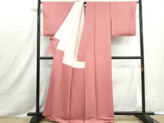 平和屋着物■上質な色無地 玉鬘 甚三紅色 正絹 逸品 DABH8530qa