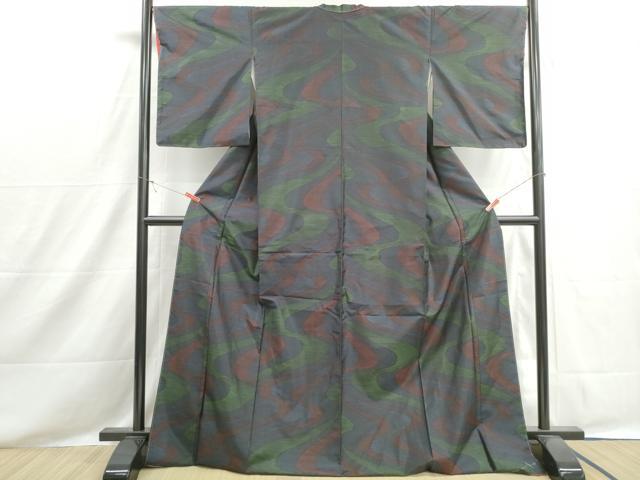 平和屋着物■本場大島紬 流水文 ロング丈 正絹 逸品 DABH8532qa