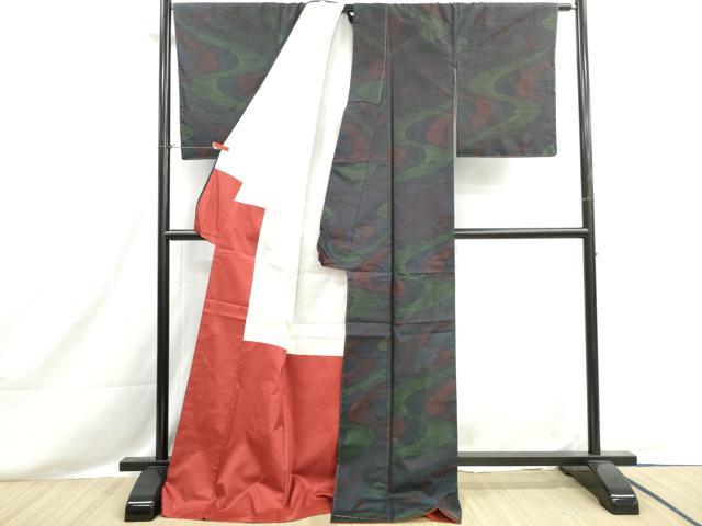 平和屋着物■本場大島紬 流水文 ロング丈 正絹 逸品 DABH8532qa