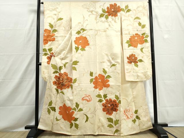 平和屋着物■豪華振袖 駒刺繍 牡丹文 金彩 正絹 逸品 DABH8544qa