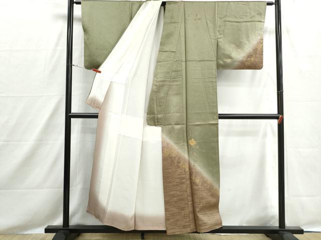 平和屋着物■訪問着 駒刺繍 霞花蝶文 暈し染め 金彩 正絹 逸品 DABH8546qa