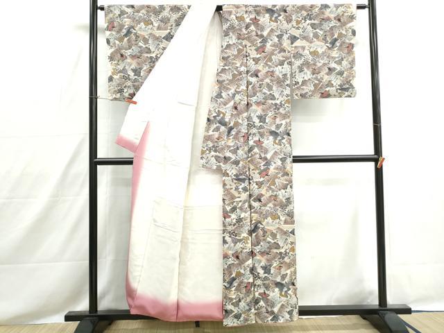 平和屋着物■上質な小紋 百人一首 金彩 鬼しぼ縮緬 正絹 逸品 DABH8547qa