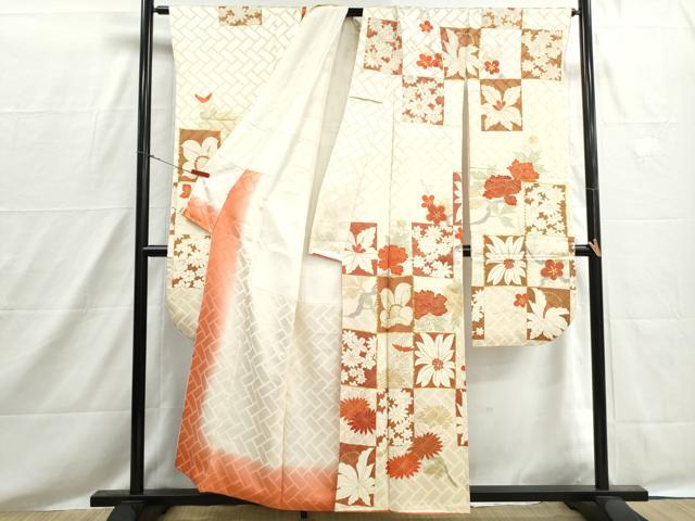 平和屋着物■豪華振袖 駒刺繍 色紙枝花梅文 牡丹 金彩 正絹 逸品 DABH8551qa