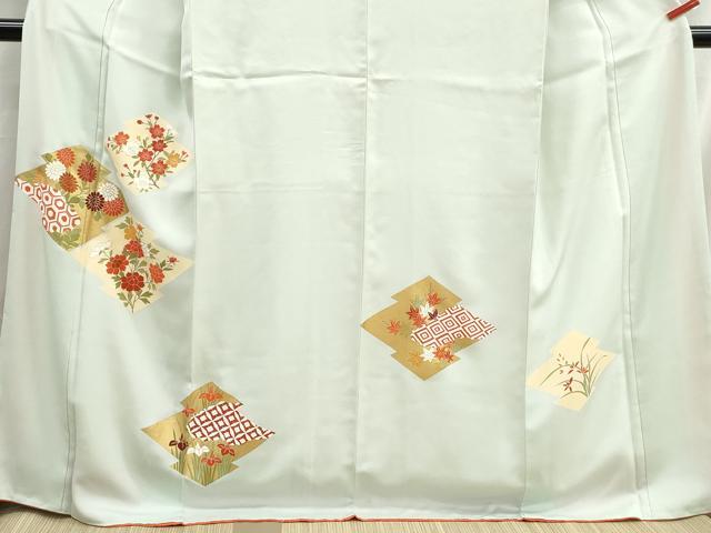平和屋着物■訪問着 刺繍 松皮菱草花文 金彩 正絹 逸品 DABH8580qa