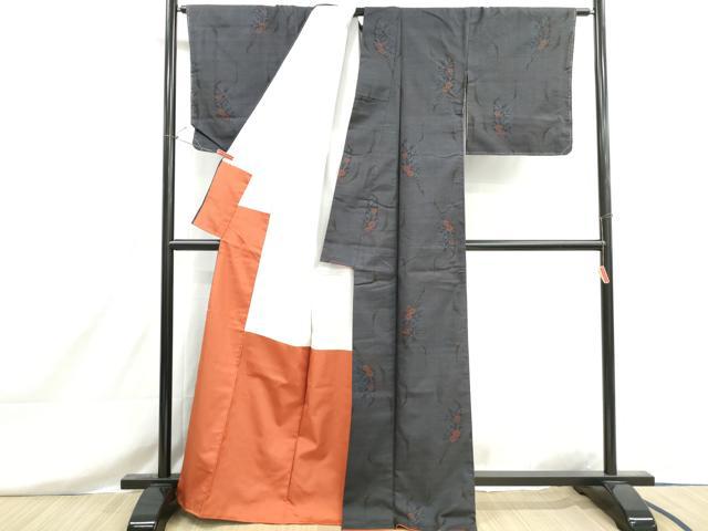 平和屋着物■本場大島紬 7マルキ 幾何学草花文 正絹 逸品 DABH8582qa