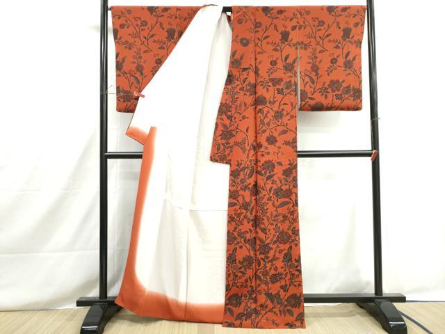 平和屋着物■訪問着 更紗花文 鬼しぼ縮緬 正絹 逸品 DABH8585qa