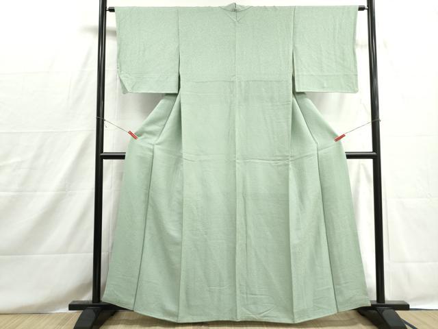 平和屋着物■上質な色無地 霞地紋 若葉色 正絹 逸品 DABH8586qa