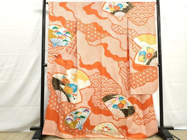 平和屋着物□豪華振袖 駒刺繍 絞り 扇面花松文 金彩 正絹 逸品 DABH8592qa