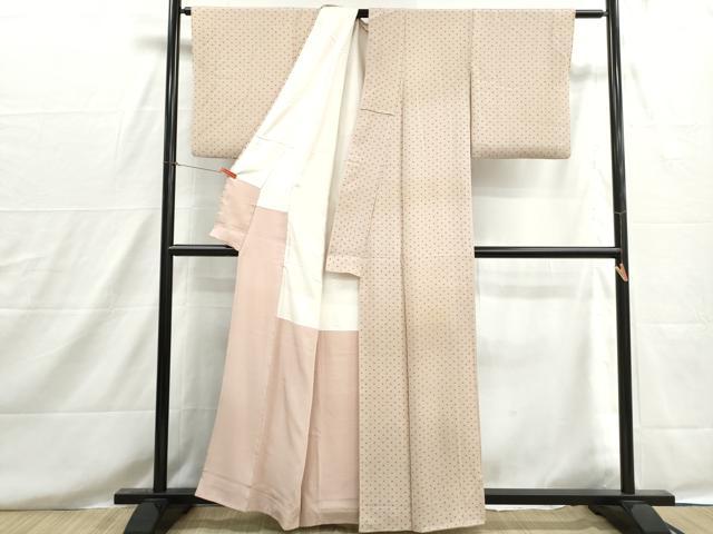 平和屋着物■上質な小紋 作家物 十字絣文 鬼しぼ縮緬 正絹 逸品 DABH8593qa