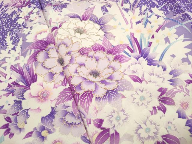 平和屋着物■豪華振袖 駒刺繍 草花文 牡丹 暈し染め 銀彩 正絹 逸品 DABH8598qa