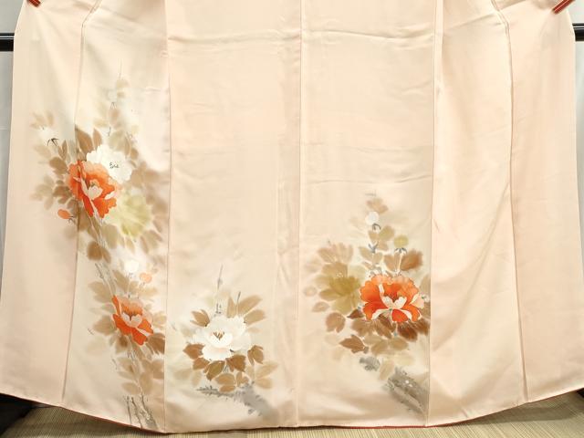 平和屋着物■訪問着 手描き 草花文 牡丹 暈し染め 金彩 正絹 逸品 DABH8599qa