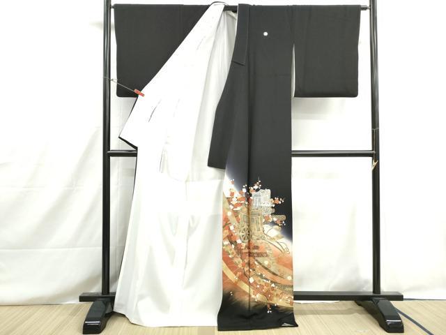 平和屋着物■豪華黒留袖 作家物 御所車枝梅文 松竹梅 暈し染め 金銀彩 正絹 逸品 DABH8606qa